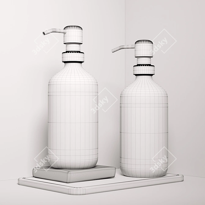 Sleek Shower Duo: Shampoo & Conditioner Dispensers 3D model image 2