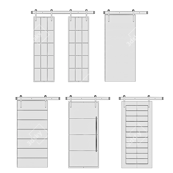  Versatile Sliding Doors: 5 Types, Multiple Materials 3D model image 4