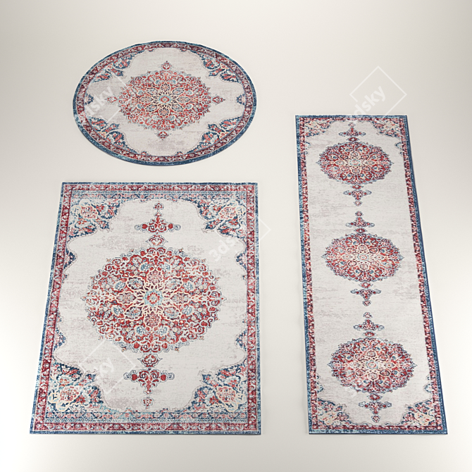 Versatile 3-Piece Carpet Set 3D model image 1