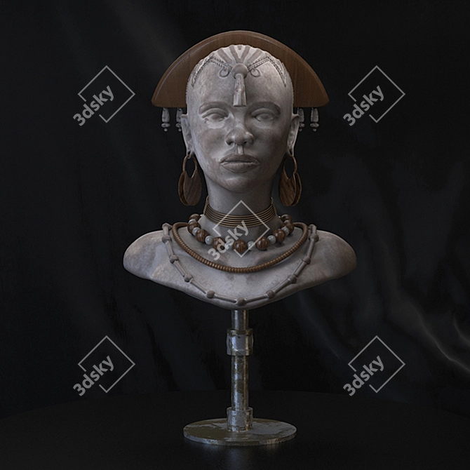 Authentic African Woman Sculpture 3D model image 3