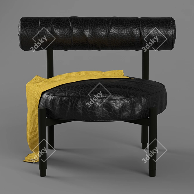 Sleek Metal and Leather Chair 3D model image 2