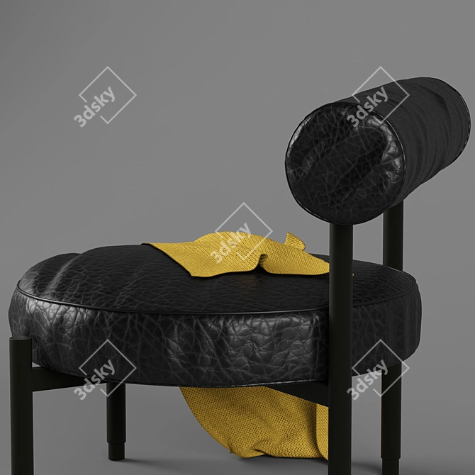 Sleek Metal and Leather Chair 3D model image 3