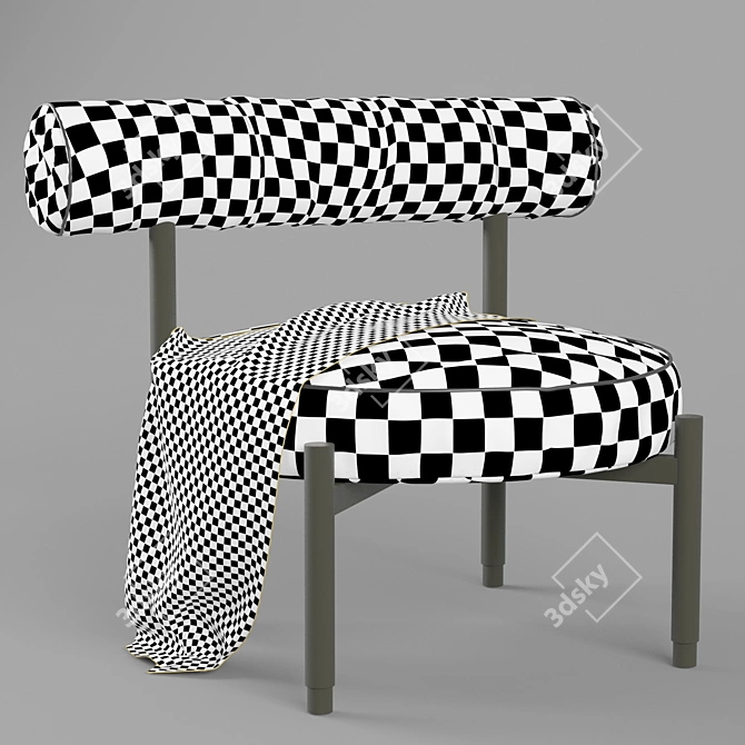 Sleek Metal and Leather Chair 3D model image 4