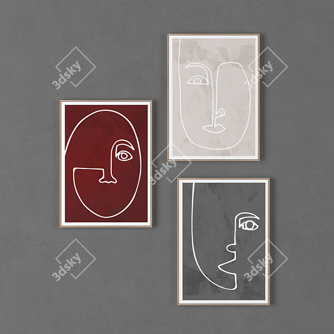 Abstract Trio Frame Collection 3D model image 1