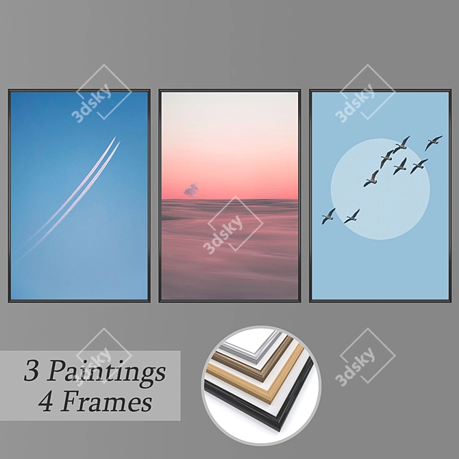 Modern Wall Art Set: No 1410 3D model image 1