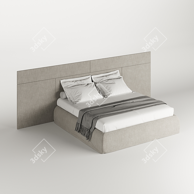 Elegant Fabric Pianca Bed 3D model image 4