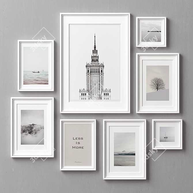 Versatile Set of 8 Picture Frames 3D model image 1