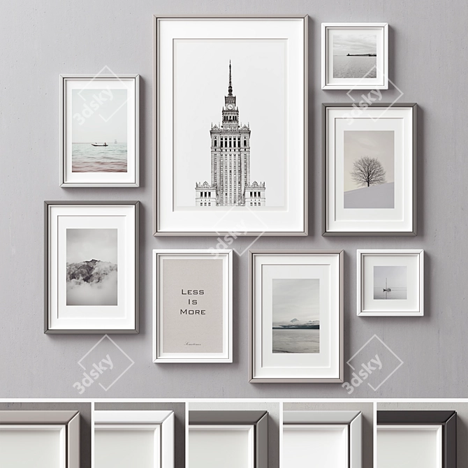 Versatile Set of 8 Picture Frames 3D model image 2