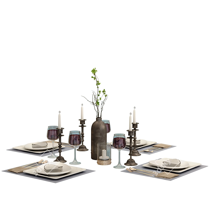 Modern 2-Piece Table Set 3D model image 1