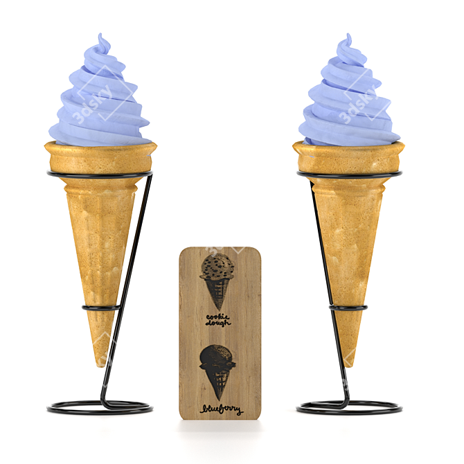 Delicious Japanese Waffle Cone Ice Cream 3D model image 3