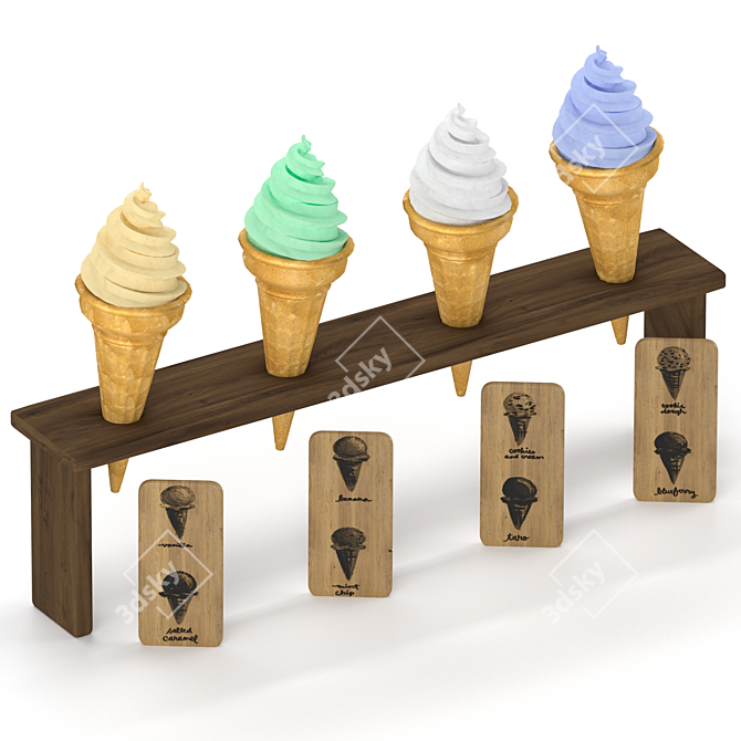 Delicious Japanese Waffle Cone Ice Cream 3D model image 4