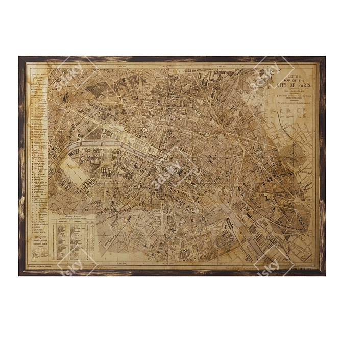 Title: Paris Vintage Map, Stunning Restoration 3D model image 2