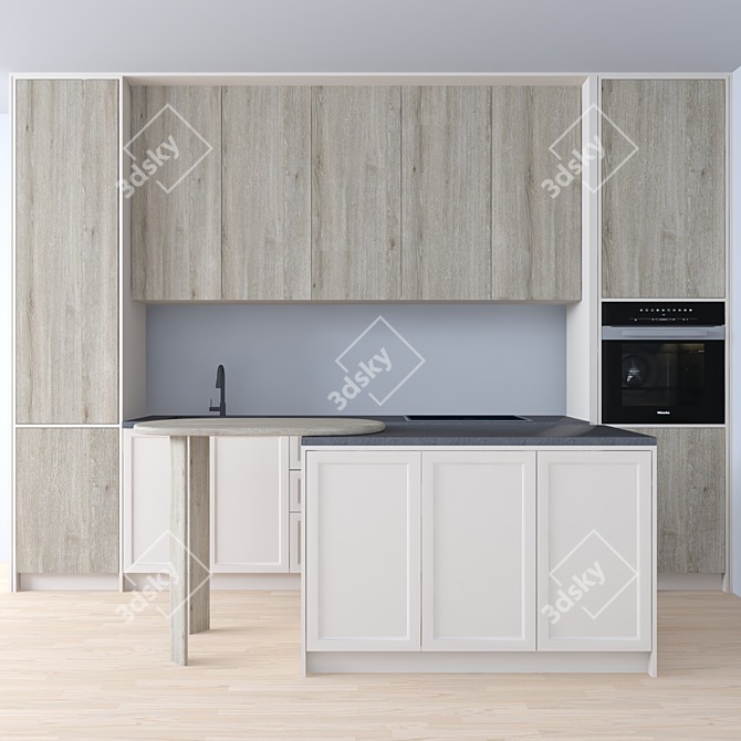 Modern Style Kitchen (Model 7): Modular Design for Customization 3D model image 1