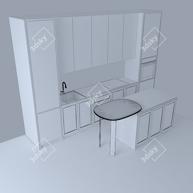 Modern Style Kitchen (Model 7): Modular Design for Customization 3D model image 4