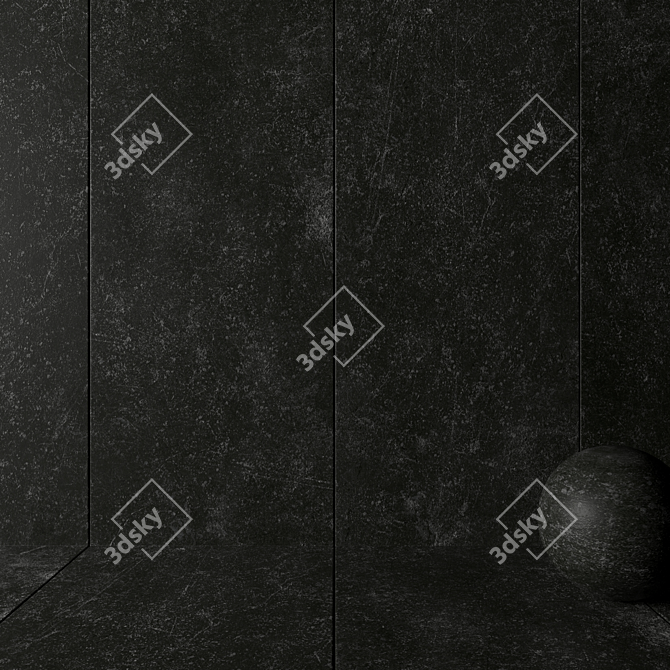 Kibo Black Stone Wall Tiles 3D model image 2