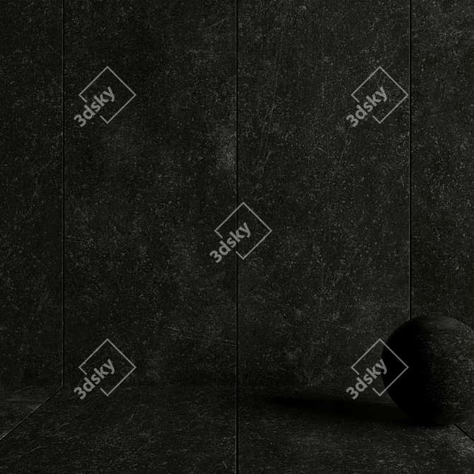 Kibo Black Stone Wall Tiles 3D model image 3