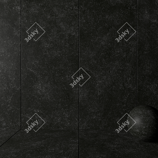 Kibo Black Stone Wall Tiles - Set of 2 3D model image 2