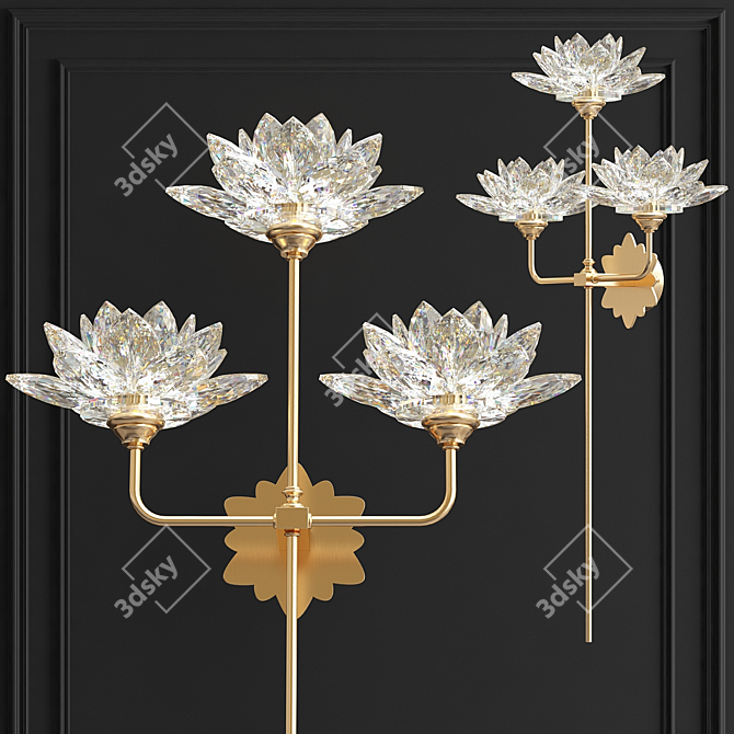 Title: Lotus Flower Crystal Sconce 3D model image 1