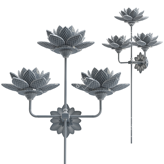 Title: Lotus Flower Crystal Sconce 3D model image 3