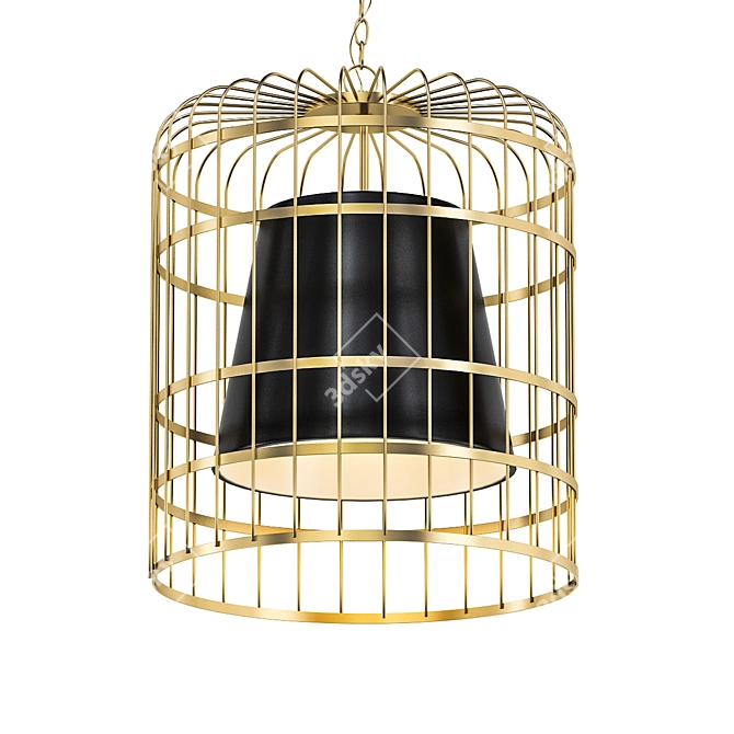 Elegant Golden Cage Pendant 3D model image 1