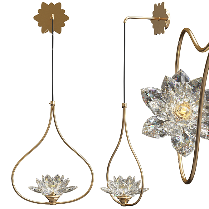 Title: Crystal Lotus Flower Sconce 3D model image 2