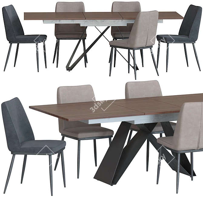 Marshall Table and Joss Chair: Modern Elegance for Dining 3D model image 10