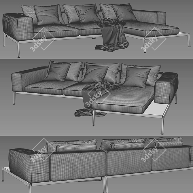 Flexform Lifesteel Chaise Longue Sofa 3D model image 4