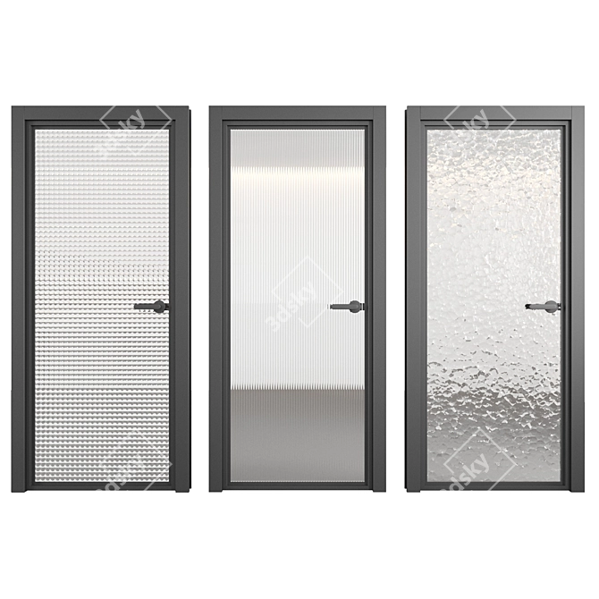 Embossed Glass Door Set 3D model image 1