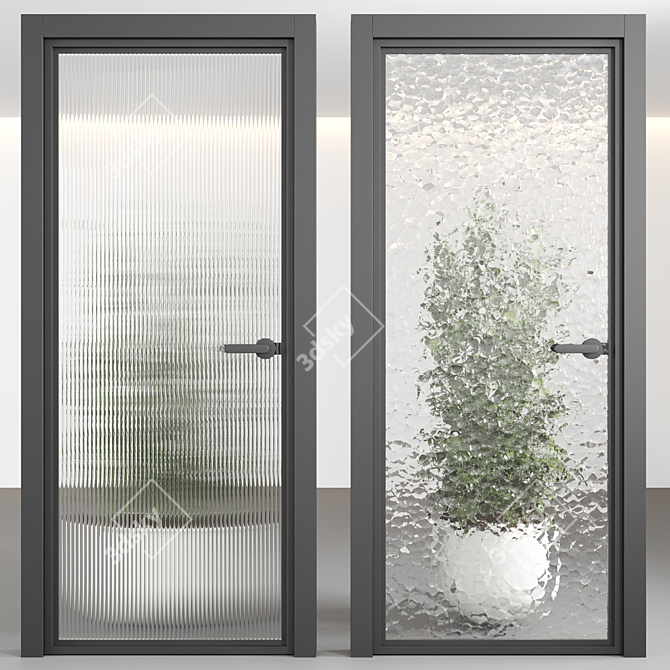 Embossed Glass Door Set 3D model image 4