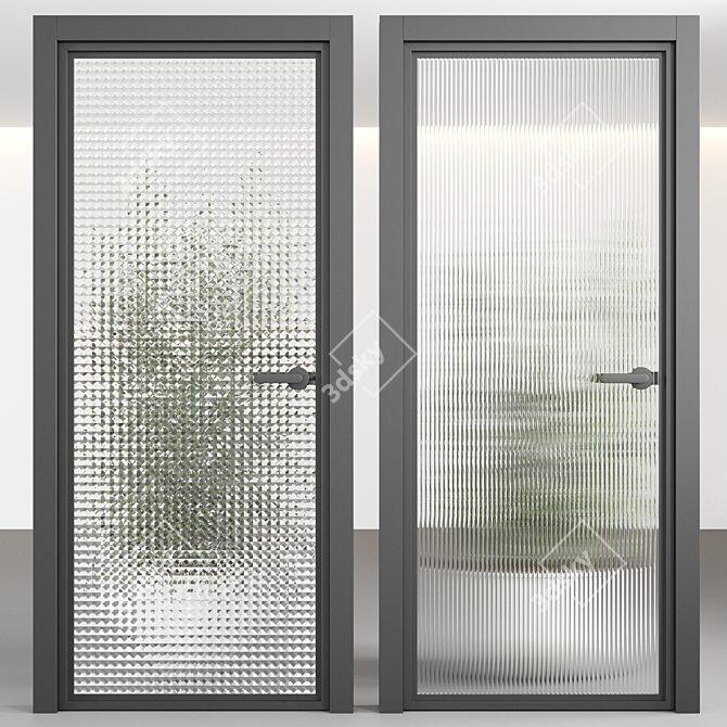 Embossed Glass Door Set 3D model image 5