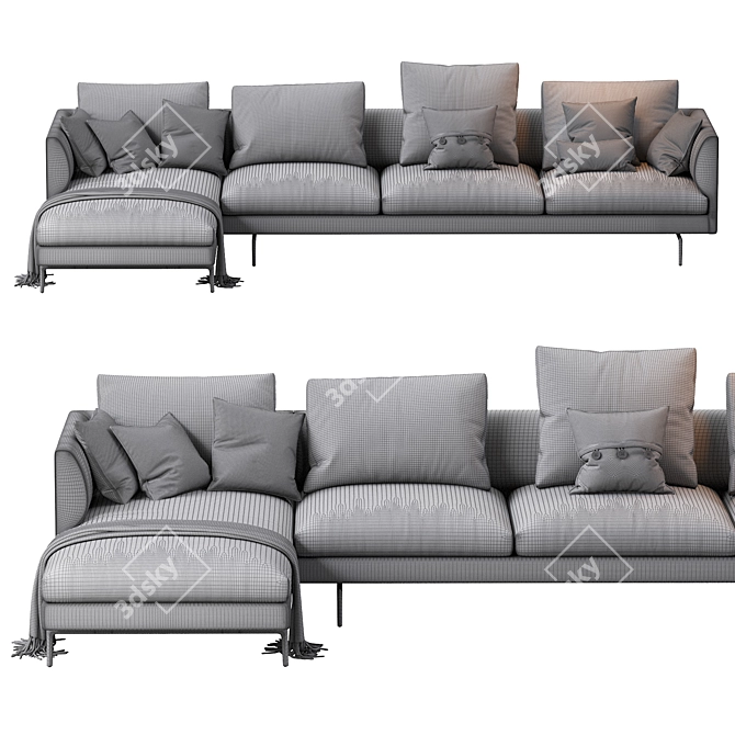 Flamingo Zanotta Sofa: Premium Comfort and Elegant Design 3D model image 3