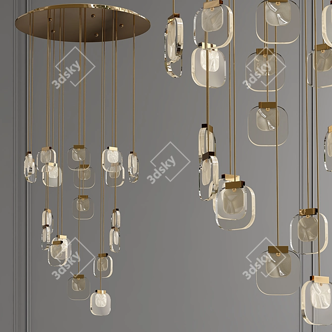 Golden Murano Glass Pendant Lamp 3D model image 1