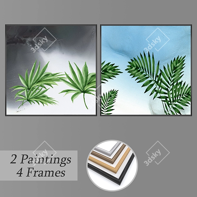 Elegant Set of 2 Wall Paintings 3D model image 1