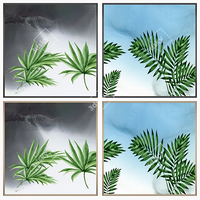 Elegant Set of 2 Wall Paintings 3D model image 2