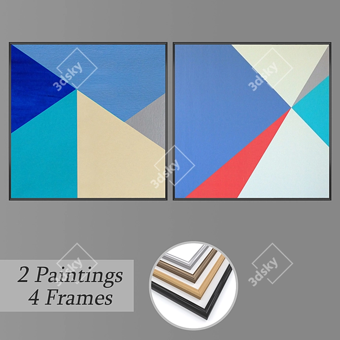 Stunning Set of Wall Paintings 3D model image 1