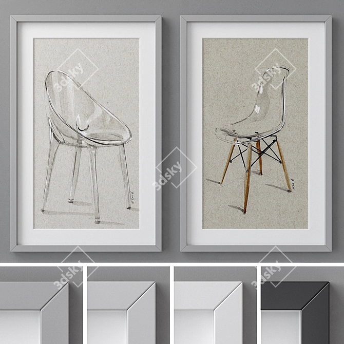  Stylish Photo Frames Set 3D model image 1