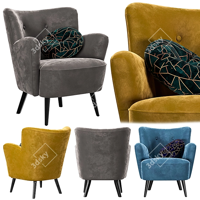 Elegant Hound Armchair 3D model image 1