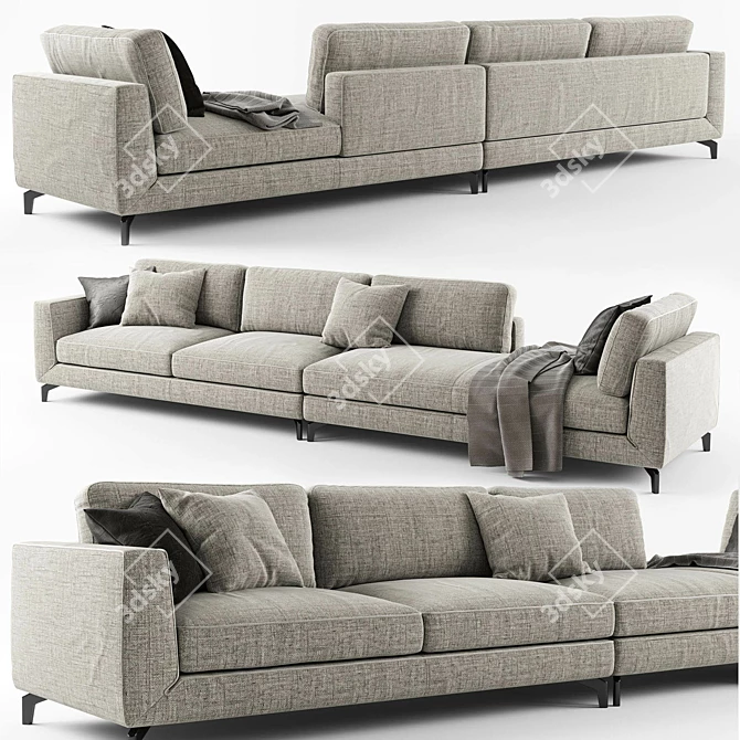 Essential Cozy Comfort: Calligaris CARRE Sofa 3D model image 2