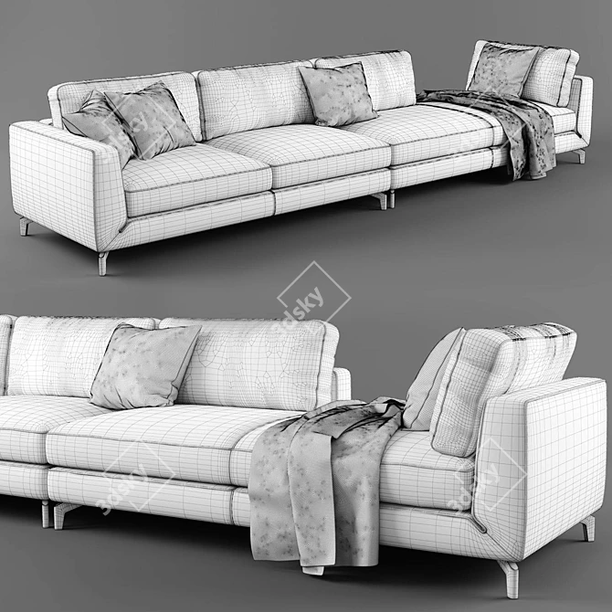 Essential Cozy Comfort: Calligaris CARRE Sofa 3D model image 3