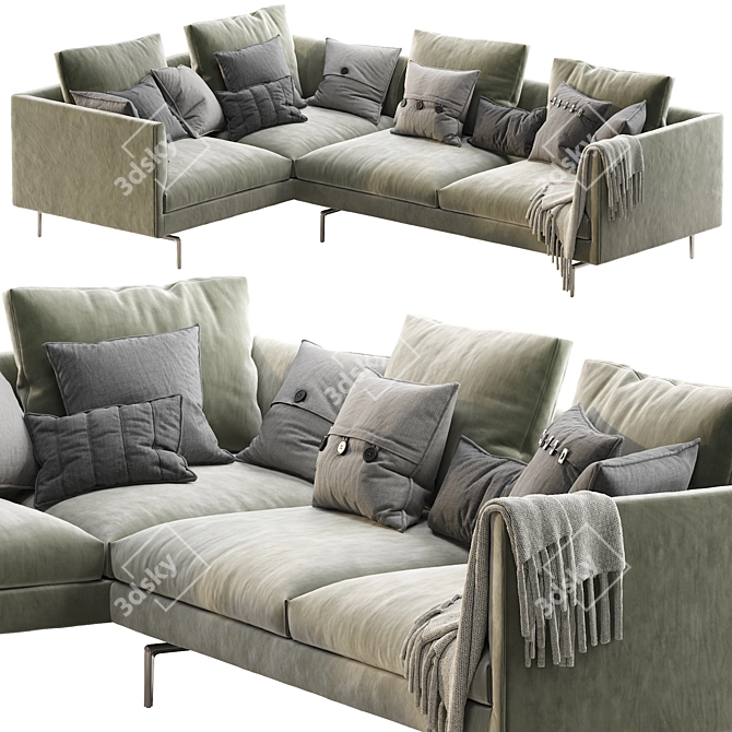 Flamingo Zanotta Sofa - Modern Comfort at Its Finest 3D model image 1