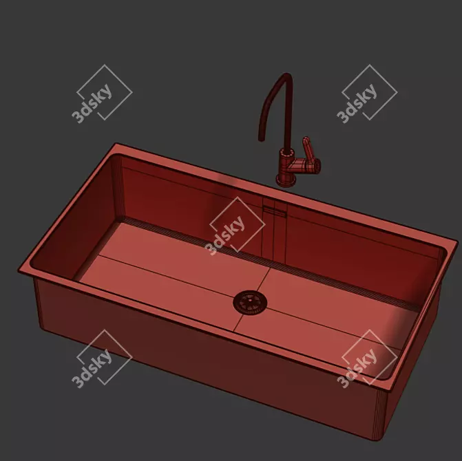 Blanco Subline 800 U: Sleek Kitchen Sink 3D model image 4