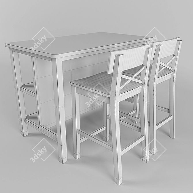 Sleek Kitchen Island: High Detail & Easy Edit 3D model image 1