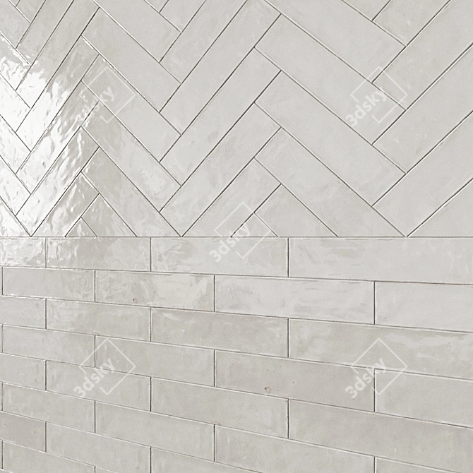 Sleek White Porcelain Tiles 3D model image 4