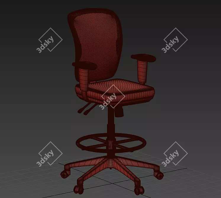 Black Articulate Drafting Stool 3D model image 3