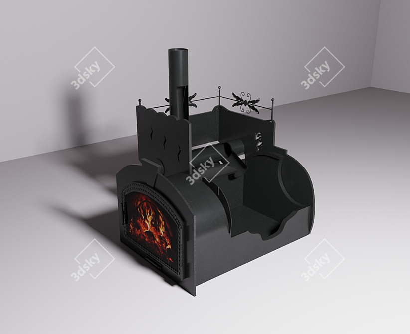Bath Stove with Tank 3D model image 1