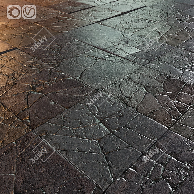 Elegant Stone Floor Tiles 3D model image 1