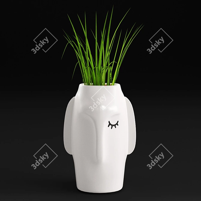 Modern Face Ceramic Vase 3D model image 2