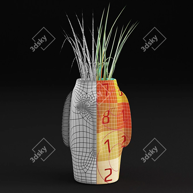 Modern Face Ceramic Vase 3D model image 5