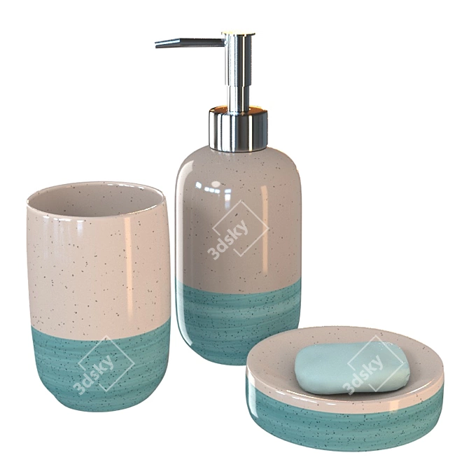 Blue Ceramic Bathroom Set | LA REDOUTE INTERIEURS 3D model image 1