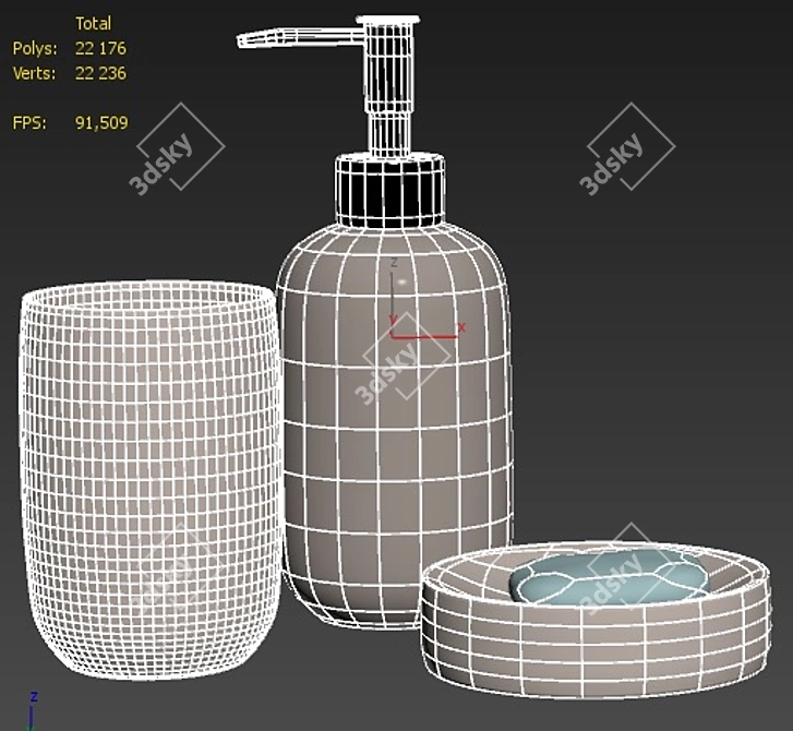 Blue Ceramic Bathroom Set | LA REDOUTE INTERIEURS 3D model image 2